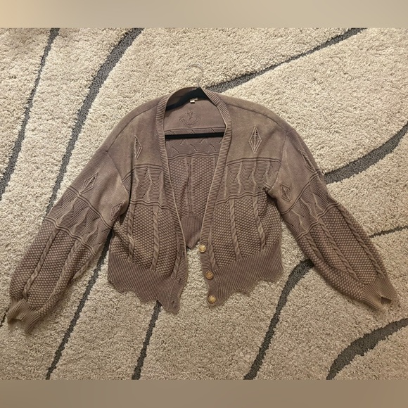 POL Sweaters - Taupe Knit Button-Front Women's Cardigan Sweater